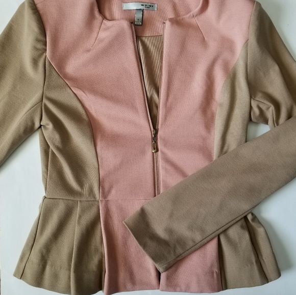 WD.NY Women's Zip Jacket Long Sleeve Pink & Tan, S - Picture 2 of 8